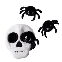 Fringe Studio Halloween Plush Squeaker Dog Toy - Skull Burrow + 3 Spiders