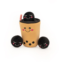 Zippy Paws Zippy Burrow Interactive Dog Toy - Boba Milk Tea + 3 Boba Squeaky Toys