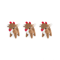 Zippy Paws Miniz Squeaker Dog Toys - 3-Pack - Reindeers