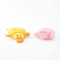 Zippy Paws Squeakie Pads No Stuffing Small Dog Toy - Duck & Pig 2-Pack 