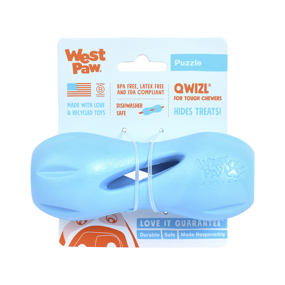 West Paw Qwizl Zogoflex Treat Dog Toy / Blue / Large