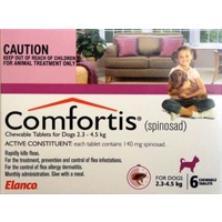 Comfortis Chewable Flea Control Tablet for Dogs 2.6-4.5kg (Pink) - 6-Pack