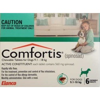 Comfortis Chewable Flea Control Tablet for Dogs 9.1-18kg (Green) - 6-Pack