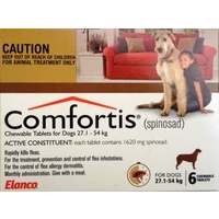Comfortis Chewable Flea Control Tablet for Dogs 27-54kg (Brown) - 6-Pack