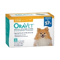 Oravet Plaque & Tartar Control Chews for Extra Small Dogs up to 4.5kg - 28-pack