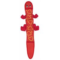 Outward Hound Fire Biterz Tough Squeaker Dog Toy - 3 Squeaker Lizard - Red