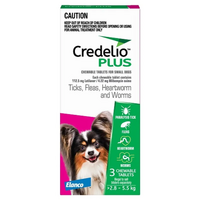 Credelio Plus Dog Small 2.8-5.5Kg (Pink) 3 Pack 