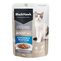 Black Hawk Cat Chicken Seafood In Gravy 85G 12Pk (Om12) 
