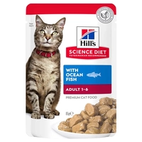 Hills Cat Adult Ocean Fish Pouches 85G 12Pk (Om12) 