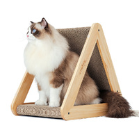 Ibiyaya Hideout Wooden Cat Scratching Post with Replaceable Cardboard Inserts