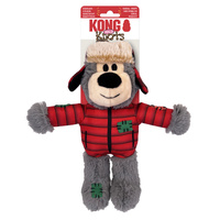 KONG Christmas Holiday Wild Knots Bear - Snuggle Plush Dog Toy - Med/Lge x 3 Pack