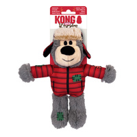 KONG Christmas Holiday Wild Knots Bear - Snuggle Plush Dog Toy - Sm/Med x 3 Pack