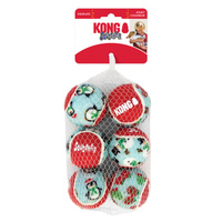 KONG Christmas Holiday SqueakAir Balls for Dogs 6-pack of Medium Toys