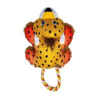 3 x KONG Cozie Tuggz Rope Sqeueaker Dog Toy - Cheetah Bulk Small/Medium