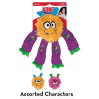 KONG Sneakerz Knots Plush Squeaker Rope Dog Toy - Pack of 4 Assorted Colours