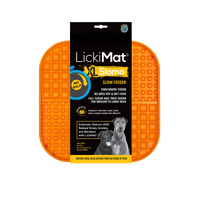 LickiMat Slomo Wet & Dry Double Slow Food Dog Bowl - X-Large Orange