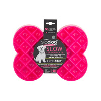 SloDog No Gulp Bone-Shaped Slow Food Bowl for Dogs - Small Pink