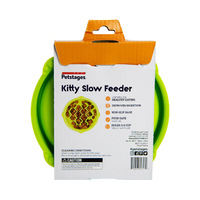 Petstages Cat Fun Feeder Green Wave Slow Food Bowl for Cats - Green