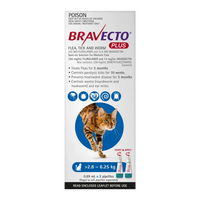 Bravecto Plus Cat Med 2.8Kg - 6.25Kg Blue (2Pk) 