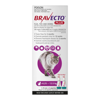 Bravecto Plus Cat Lrg 6.25Kg - 12.5Kg Purple (2Pk) 