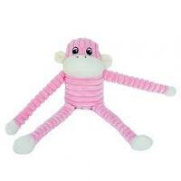 Zippy Paws Spencer the Crinkle Monkey Long Leg Plush Dog Toy - Pink