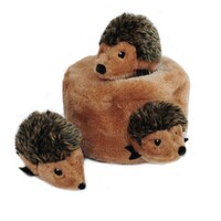 Zippy Paws Interactive Burrow Dog Toy - Hedgehog Den with 3 Hedgehogs