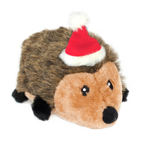 Zippy Paws Plush Squeaker Dog Toy - Christmas Holiday Hedgehog - Large