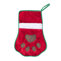 Zippy Paws Plush Christmas Holiday Stocking - Red Paw