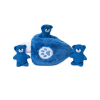 Zippy Paws Holiday Burrow Interactive Squeaker Dog Toy - Dreidel Blue Bears
