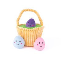 Zippy Paws Interactive Burrow Plush Dog Toy - Easter Egg Basket