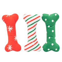 Zippy Paws Plush Squeaker Dog Toy - Christmas Holiday Patterned Bones - Regular 3 Pack