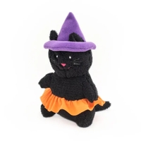Zippy Paws Holiday Cheeky Chumz Plush Dog Toy - Halloween Witch Cat