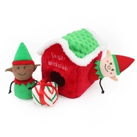 Zippy Paws Holiday Burrow Dog Toy - Santa's Workshop + 3 Squeaker Toys