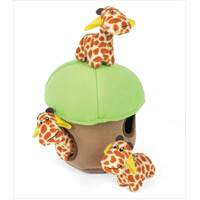 Zippy Paws Burrow Interactive Dog Toy - Giraffe Lodge with 3 Squeaky Giraffes