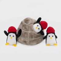 Zippy Paws Burrow Interactive Dog Toy - Penguin Cave with 3 Squeaky Penguins