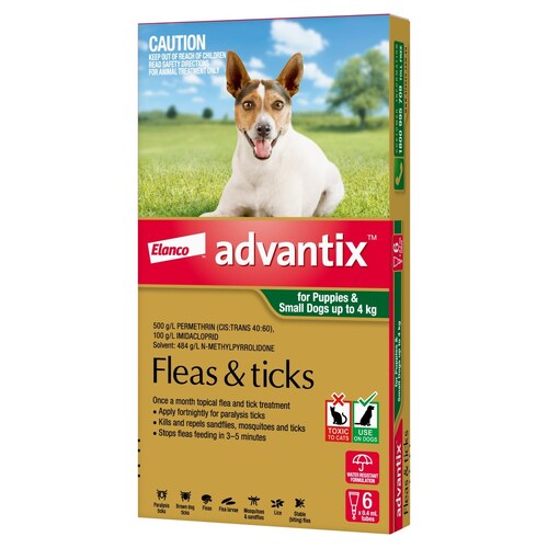 Advantix Spot-On Flea & Tick Control for Dogs Up to 4kg - 6-Pack