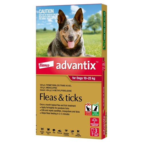 Advantix Spot-On Flea & Tick Control for Dogs 10-25kg - 3-Pack