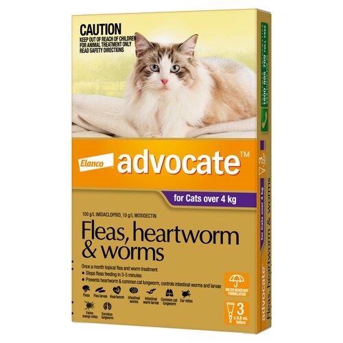 Advocate Flea & Wormer Spot on for Cats over 4kg - 3-Pack