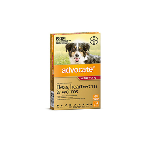 Advocate Flea & Wormer Spot-on for Dogs 10-25kg - 3-pack