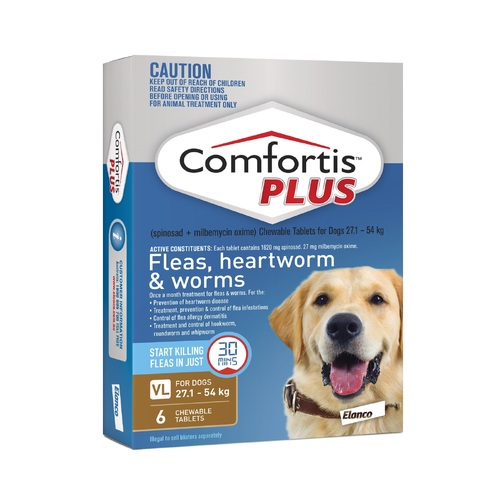 Comfortis PLUS Flea & Wormer for Dogs 27.1-54kg (Brown Pack) 6-Pack