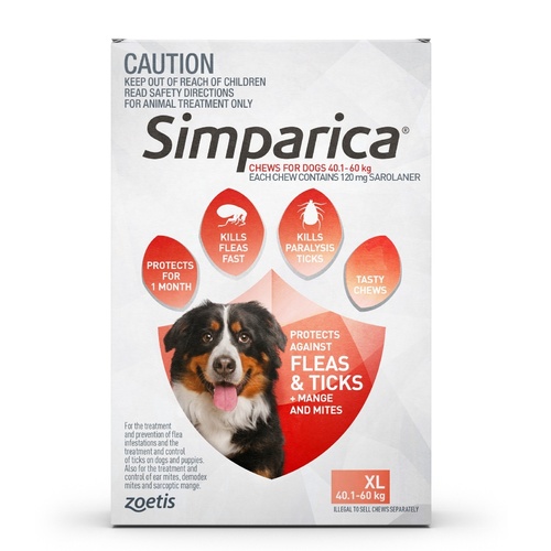 Simparica 40.1-60Kg 120Mg 6 Pk Extra Large Dog Red