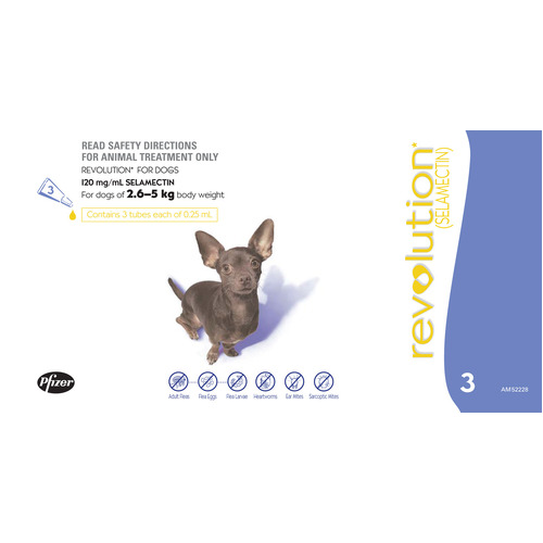 Revolution for Dogs Heartworm & Flea Control 2.6-5kg - 3 Pack