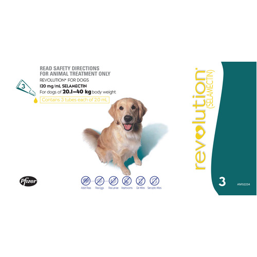 Revolution Flea & Heartworm Control for Dogs 20.1-40kg - 3 Pack
