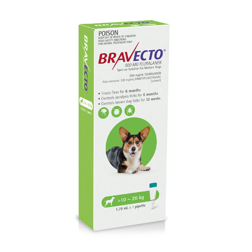 Bravecto Spot-on Flea & Tick Treatment for Dogs 10-20kg