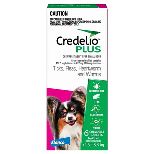 Credelio Plus Dog Small 2.8-5.5Kg (Pink) 6 Pack 
