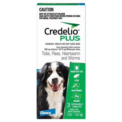 Credelio Plus Dog Xlarge 22-45Kg (Blue) 3 Pack 