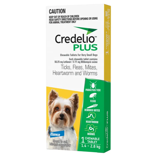 Credelio Plus Dog Xsmall 1.4-2.8Kg (Yellow) 1 Pack 