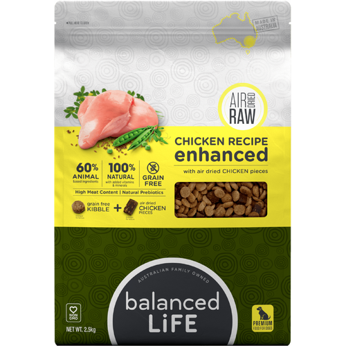 Balanced Life Enhanced Grain Free Kibble & Air-Dried Raw Dog Food - Chicken - 2.5kg