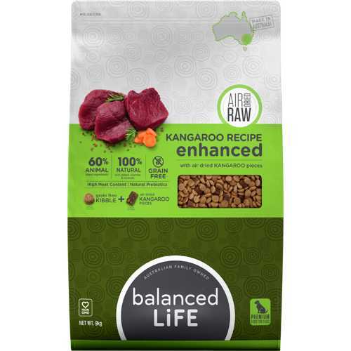 Balanced Life Enhanced Kangaroo Air Dried + Kibble Dog Food 9Kg