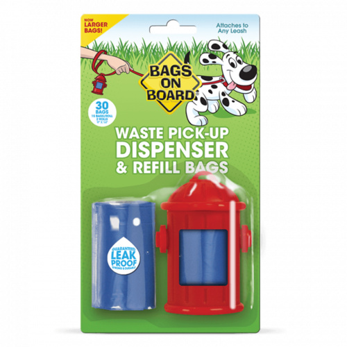 Bags on Board Fire Hydrant Dog Poop Bag Dispenser + 30 Bags